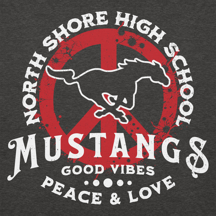 Close-up view of North Shore High School Mustangs Dark Grey Premium Unisex Hoodie 206