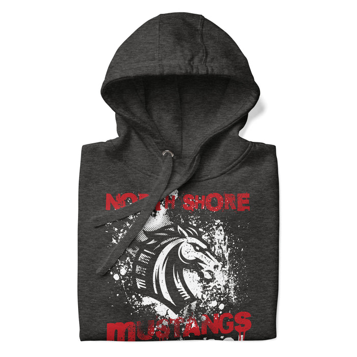 Neatly folded North Shore High School Mustangs Dark Grey Premium Unisex Hoodie 205