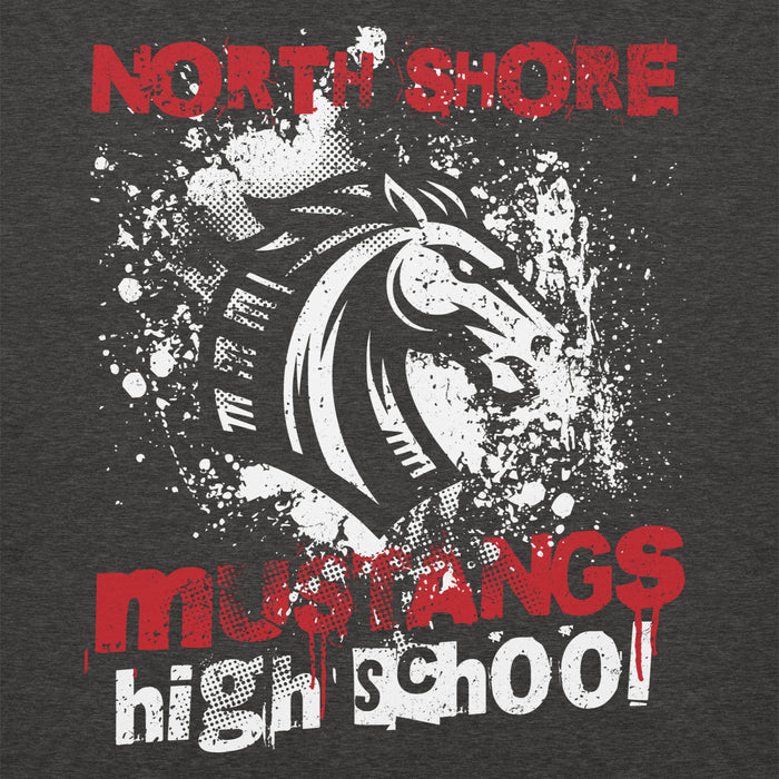 Close-up view of North Shore High School Mustangs Dark Grey Premium Unisex Hoodie 205