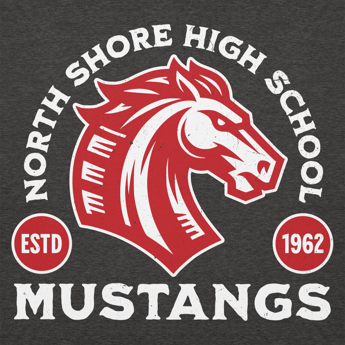 Close-up view of North Shore High School Mustangs Dark Grey Premium Unisex Hoodie 208