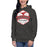 Woman wearing North Shore High School Mustangs Dark Grey Premium Unisex Hoodie 209