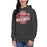 Woman wearing North Shore High School Mustangs Dark Grey Premium Unisex Hoodie 210