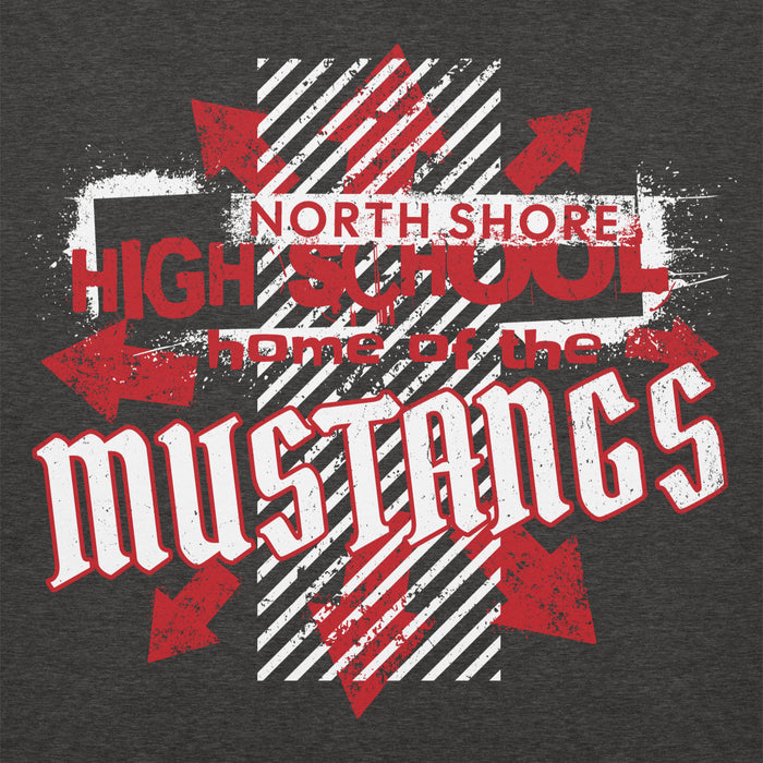 Close-up view of North Shore High School Mustangs Dark Grey Premium Unisex Hoodie 210