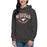 Woman wearing North Shore High School Mustangs Dark Grey Premium Unisex Hoodie 211