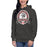 Woman wearing North Shore High School Mustangs Dark Grey Premium Unisex Hoodie 212