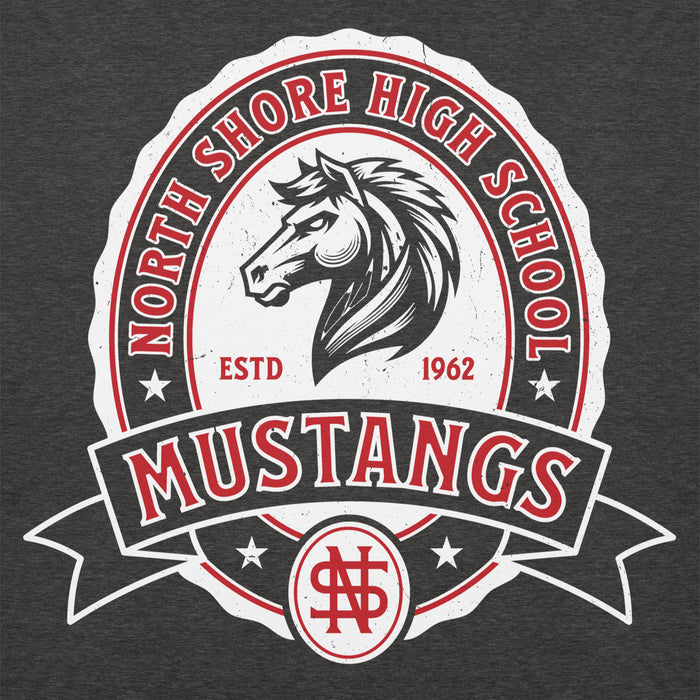 Close-up view of North Shore High School Mustangs Dark Grey Premium Unisex Hoodie 212