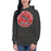 Woman wearing North Shore High School Mustangs Dark Grey Premium Unisex Hoodie 215