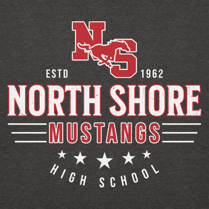 Close-up view of North Shore High School Mustangs Dark Grey Premium Unisex Hoodie 217