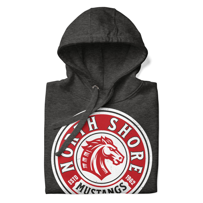 Neatly folded North Shore High School Mustangs Dark Grey Premium Unisex Hoodie 220