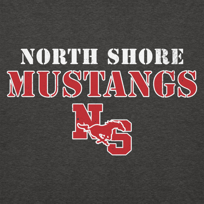 Close-up view of North Shore High School Mustangs Dark Grey Premium Unisex Hoodie 222