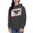 Woman wearing North Shore High School Mustangs Dark Grey Premium Unisex Hoodie 223