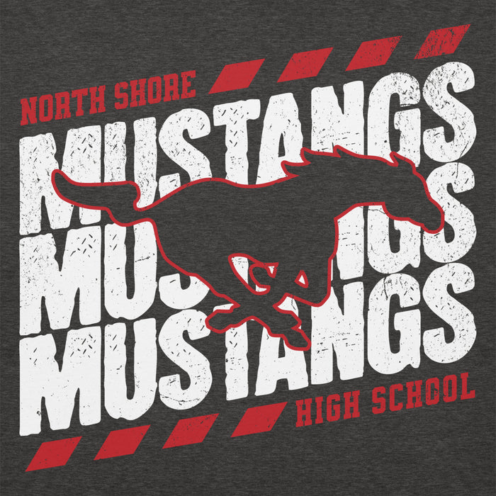 Close-up view of North Shore High School Mustangs Dark Grey Premium Unisex Hoodie 223