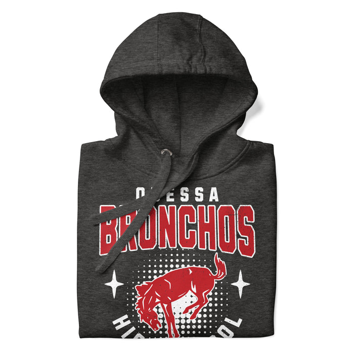 Neatly folded Odessa High School Bronchos Dark Grey Premium Unisex Hoodie 204