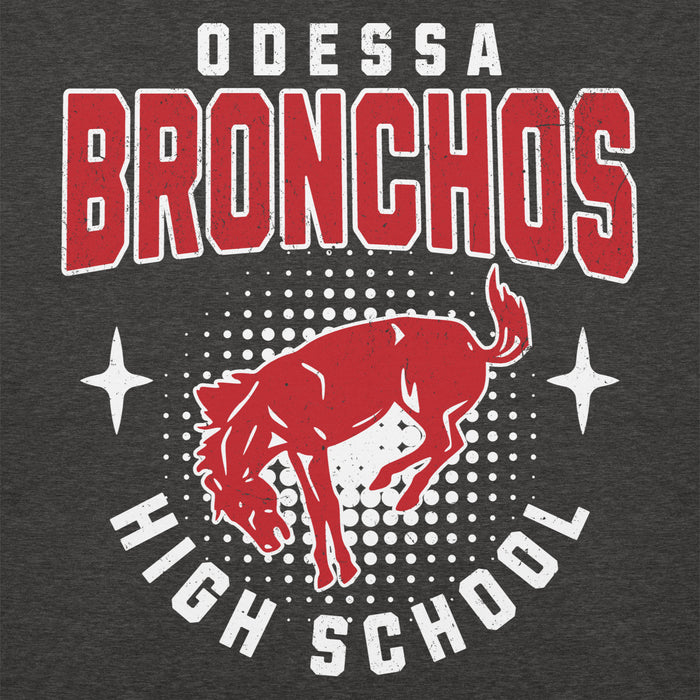 Close-up view of Odessa High School Bronchos Dark Grey Premium Unisex Hoodie 204