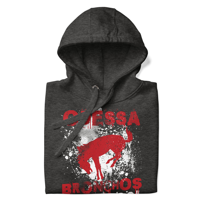 Neatly folded Odessa High School Bronchos Dark Grey Premium Unisex Hoodie 205