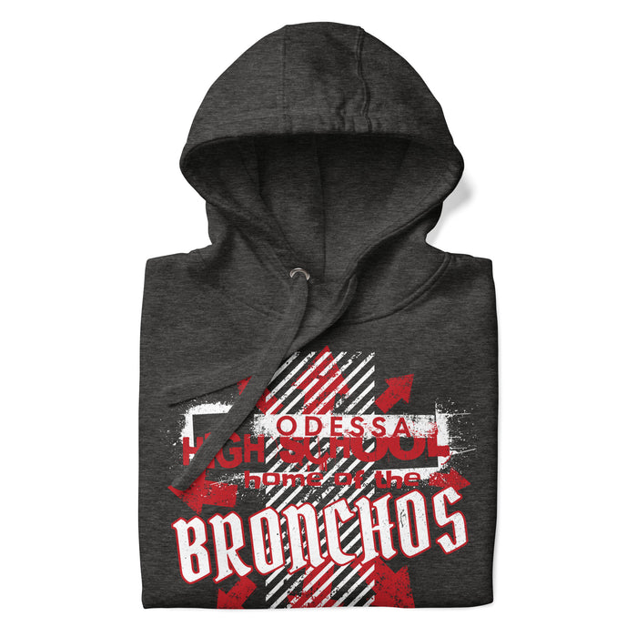 Neatly folded Odessa High School Bronchos Dark Grey Premium Unisex Hoodie 210