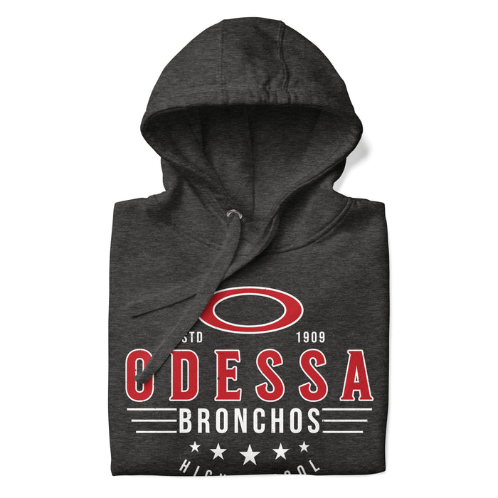 Neatly folded Odessa High School Bronchos Dark Grey Premium Unisex Hoodie 217