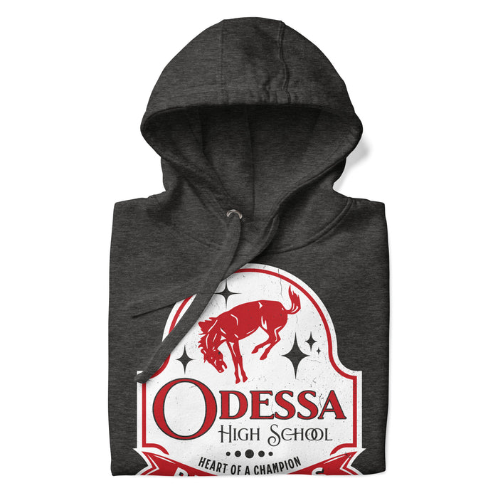 Neatly folded Odessa High School Bronchos Dark Grey Premium Unisex Hoodie 219