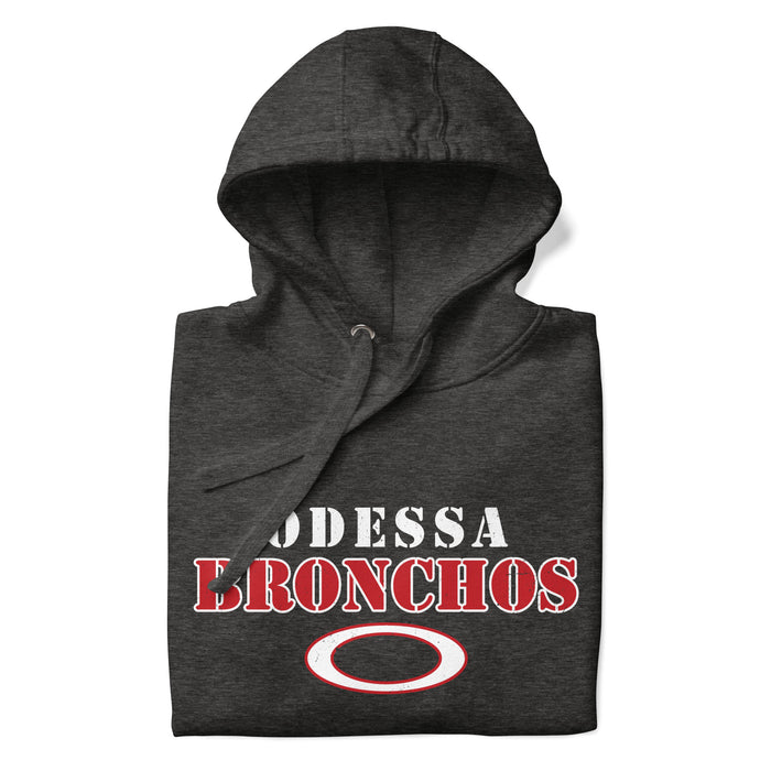 Neatly folded Odessa High School Bronchos Dark Grey Premium Unisex Hoodie 222