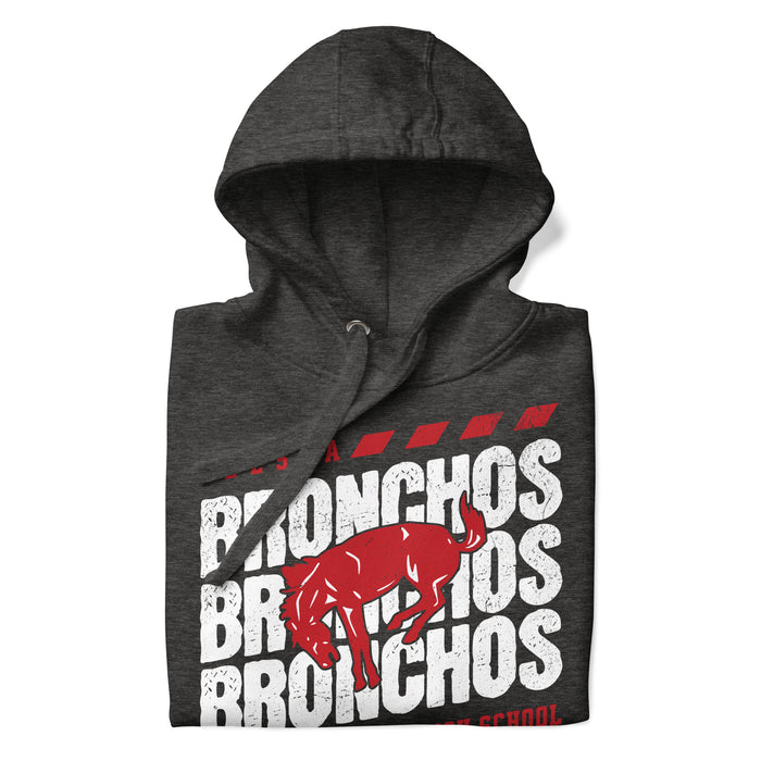 Neatly folded Odessa High School Bronchos Dark Grey Premium Unisex Hoodie 223