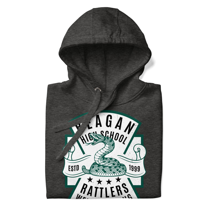 Neatly folded Reagan High School Rattlers Premium Dark Grey Hoodie 207