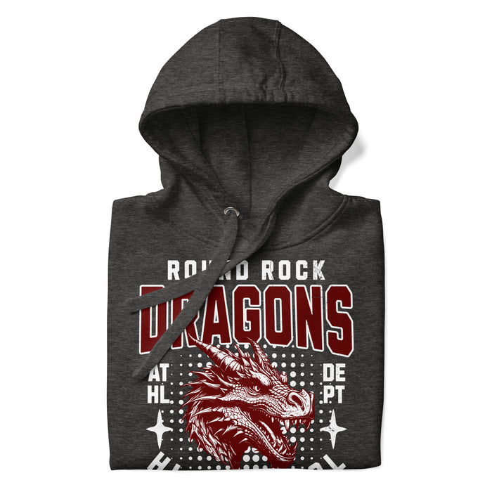 Neatly folded Round Rock High School Dragons Dark Grey Premium Unisex Hoodie 204