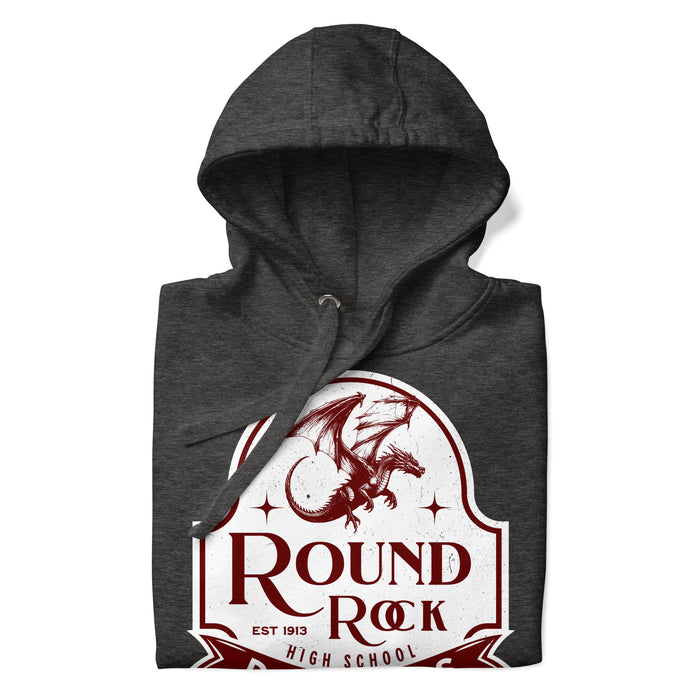 Neatly folded Round Rock High School Dragons Dark Grey Premium Unisex Hoodie 219