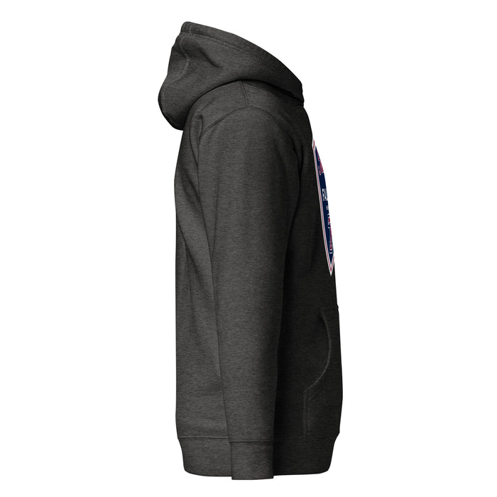 Right side view of Tompkins High School Falcons Dark Grey Premium Unisex Hoodie 225