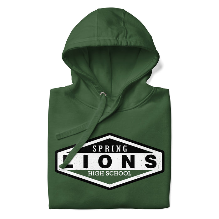 Neatly folded Spring High School Lions Forest Green Premium Unisex Hoodie 009