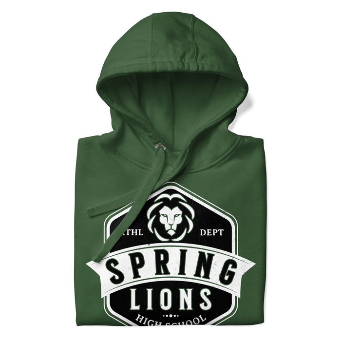 Neatly folded Spring High School Lions Forest Green Premium Unisex Hoodie 209