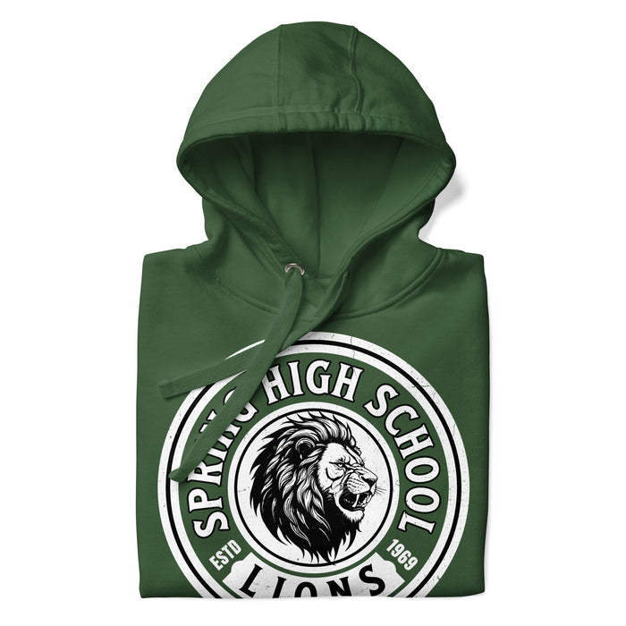 Neatly folded Spring High School Lions Forest Green Premium Unisex Hoodie 220