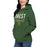 Woman wearing a Klein Forest High School Premium Unisex Forest Green Hoodie 03