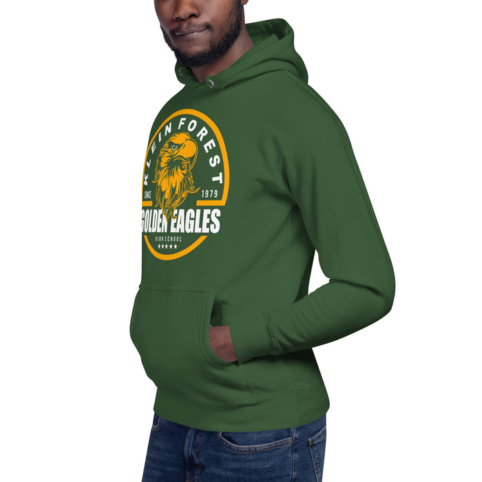 Man wearing a Klein Forest High School Premium Unisex Forest Green Hoodie 04