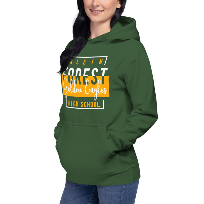 Woman wearing a Klein Forest High School Premium Unisex Forest Green Hoodie 05