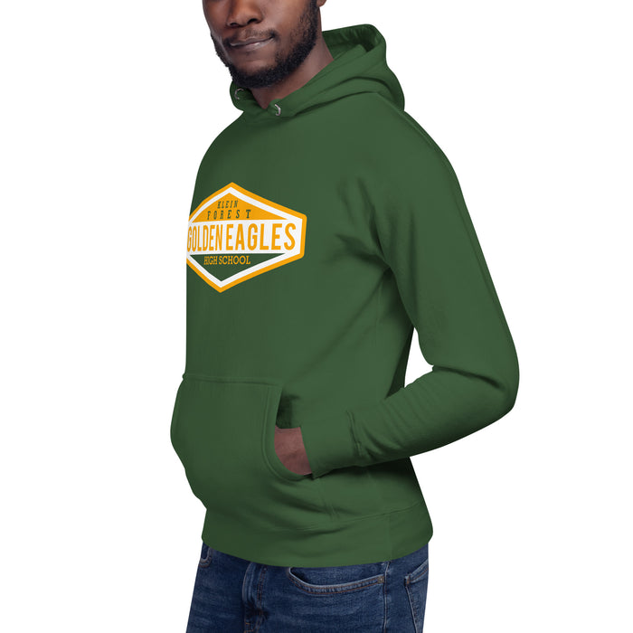 Man wearing a Klein Forest High School Premium Unisex Forest Green Hoodie 09