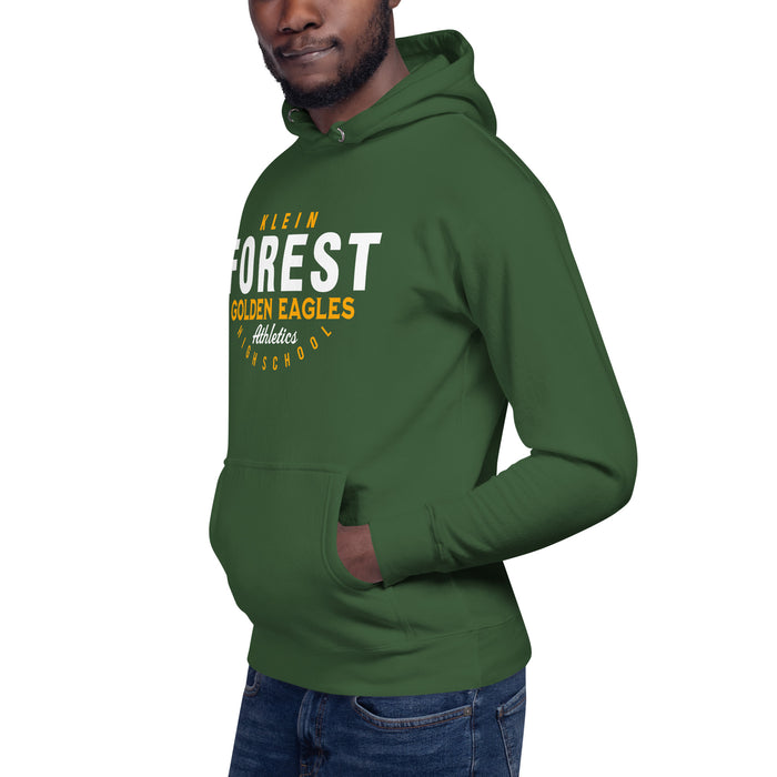 Man wearing a Klein Forest High School Premium Unisex Forest Green Hoodie 12