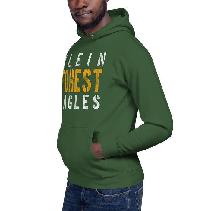 Man wearing a Klein Forest High School Premium Unisex Forest Green Hoodie 17