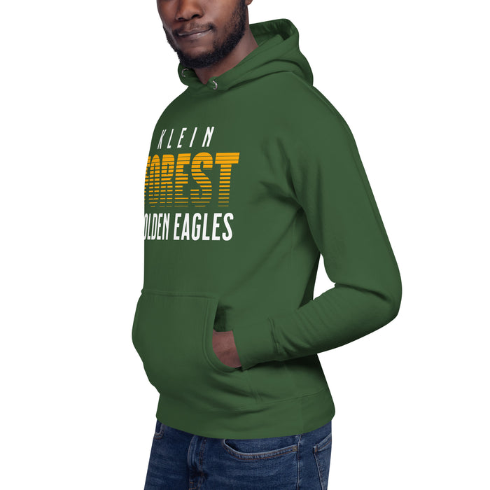 Man wearing a Klein Forest High School Premium Unisex Forest Green Hoodie 24