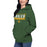 Woman wearing a Klein Forest High School Premium Unisex Forest Green Hoodie 49