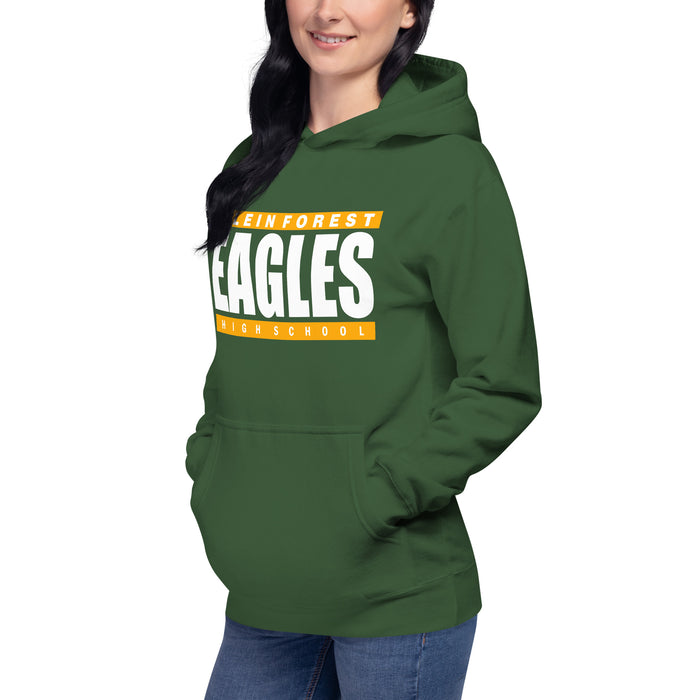 Woman wearing a Klein Forest High School Premium Unisex Forest Green Hoodie 98