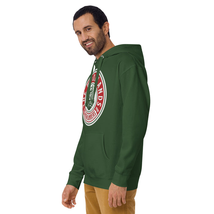 Man wearing The Woodlands High School Forest Green Premium Unisex Hoodie 219