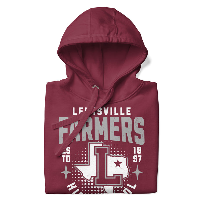 Neatly folded Lewisville High School Farmers Maroon Premium Unisex Hoodie 204