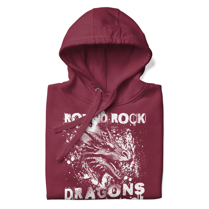 Neatly folded Round Rock High School Dragons Maroon Premium Unisex Hoodie 205