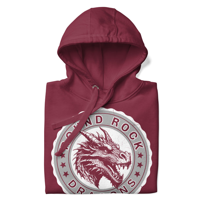 Neatly folded Round Rock High School Dragons Maroon Premium Unisex Hoodie 216