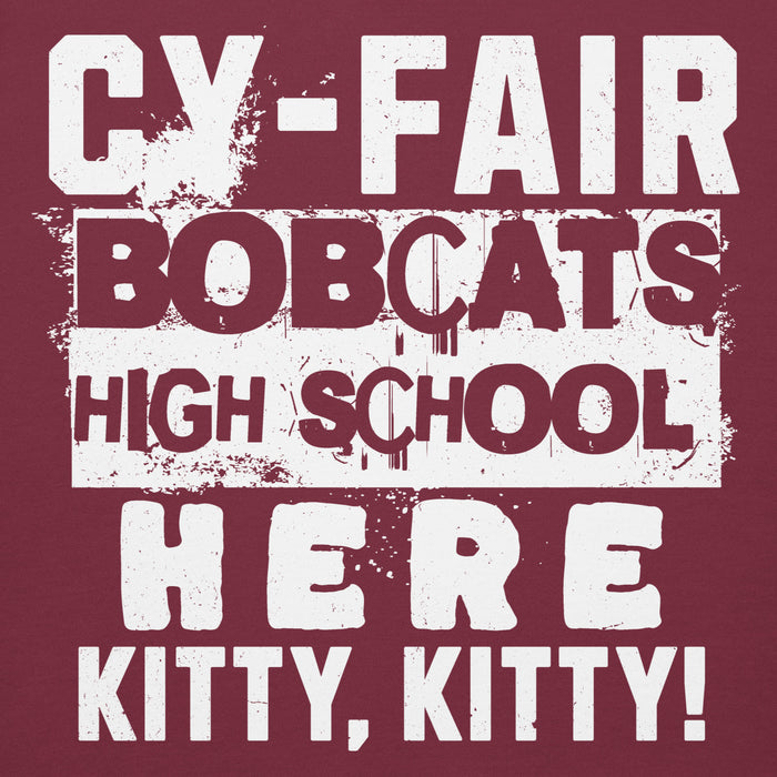 Close-up view of Cy-Fair High School Bobcats Maroon Premium Unisex Hoodie 231