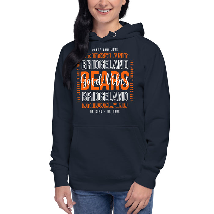 Woman wearing a Bridgeland Bears Premium Navy Hoodie - Design 13