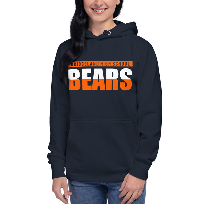 Woman wearing a Bridgeland Bears Premium Navy Hoodie - Design 25