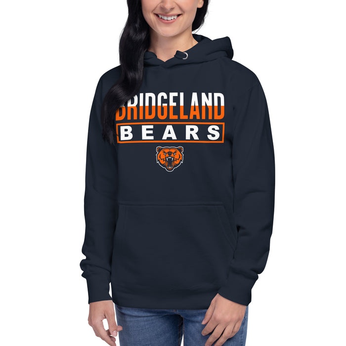 Woman wearing a Bridgeland Bears Premium Navy Hoodie - Design 29