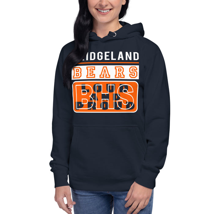 Woman wearing a Bridgeland Bears Premium Navy Hoodie - Design 86