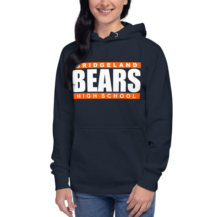 Woman wearing a Bridgeland Bears Premium Navy Hoodie - Design 98